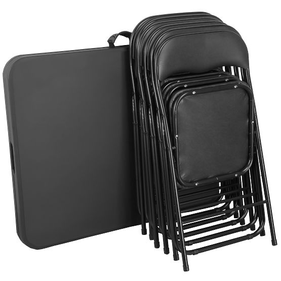 Catering Set FETA BLACK 180 cm + 6 BASICO Chairs