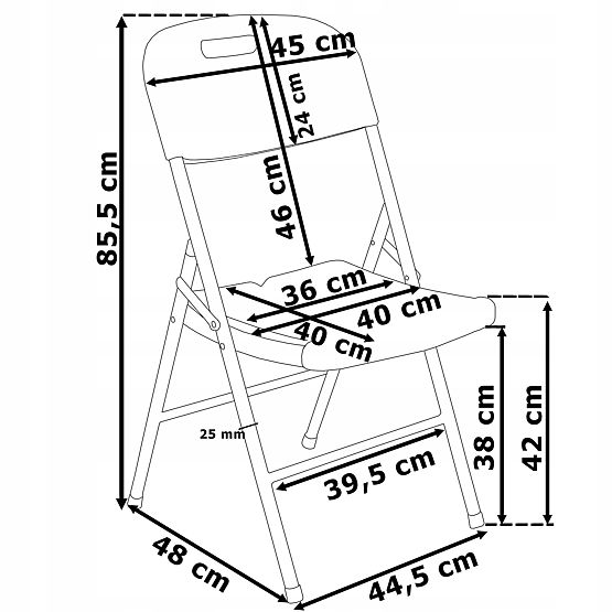 Catering Set FETA BLACK 180 cm + 6 BLACK Chairs
