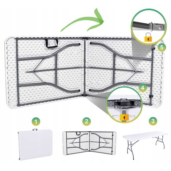 Catering Set FETA WHITE 180 cm + 6 BASICO Chairs