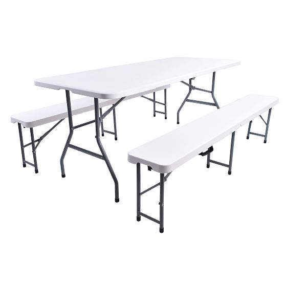 Catering Set FETA WHITE Table + 2 Benches