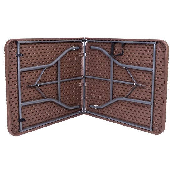 Catering Set Rattan Brown Table 180 cm + 2 Benches