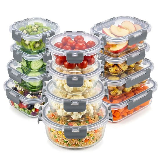 CATONIA Glass Food Containers - Set of 12 Pieces