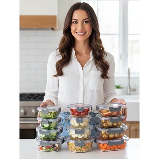 CATONIA Glass Food Containers - Set of 12 Pieces