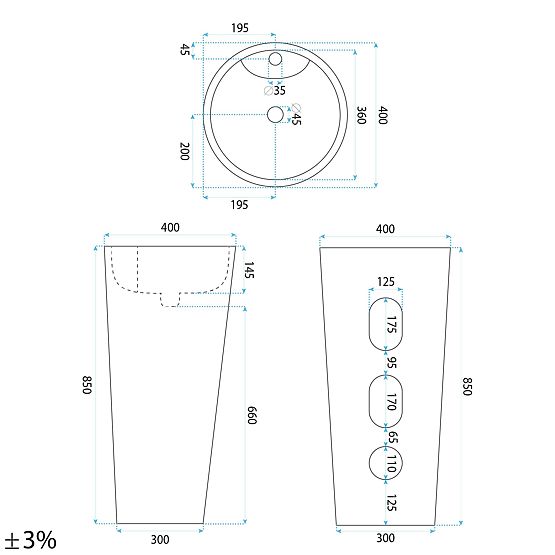 Ceramic Freestanding Washbasin Blanka Savana Matt