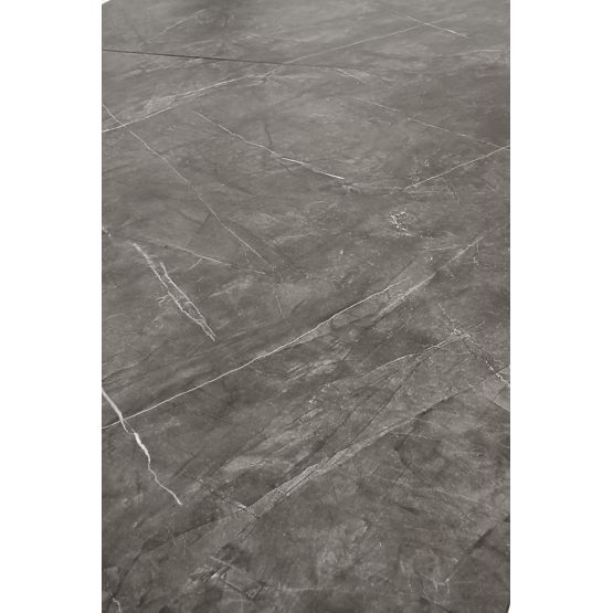 CHARLES Extendable Table, Top - Gray Marble, Legs - Black