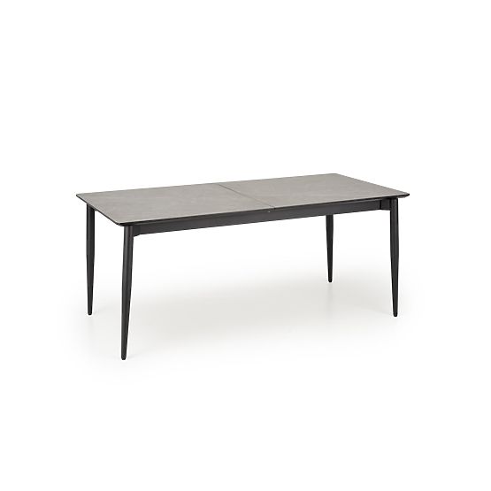 CHARLES Extendable Table, Top - Gray Marble, Legs - Black