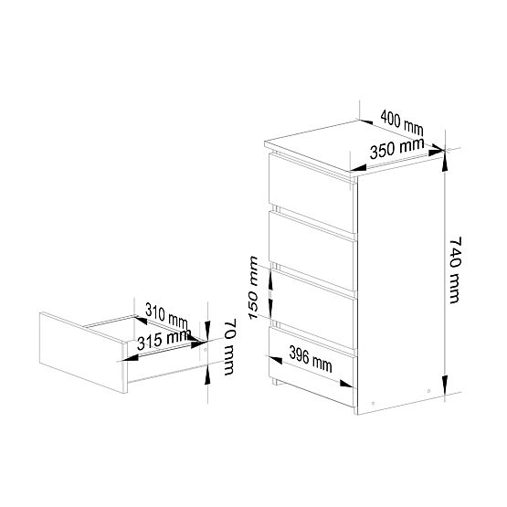 CHEST OF DRAWERS CL4 PK ARTISAN OAK / WHITE