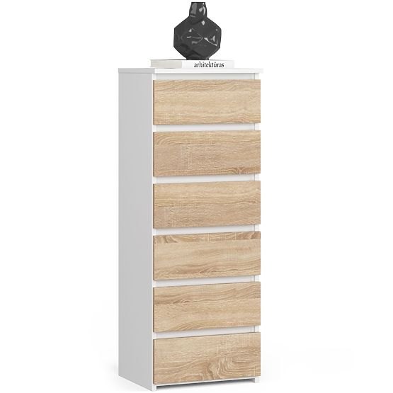 CHEST OF DRAWERS CL6 PK WHITE / OAK SONOMA
