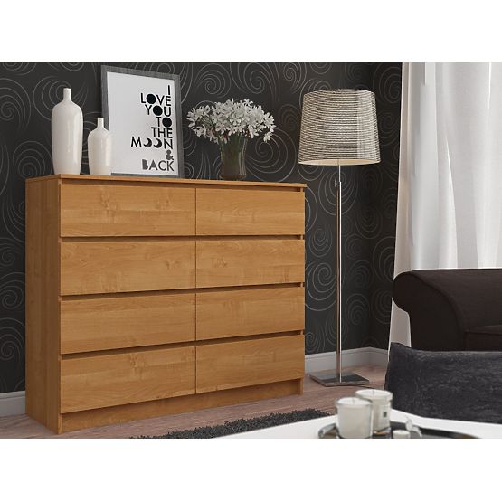 CHEST OF DRAWERS K 120 cm 8 DRAWERS ALDER