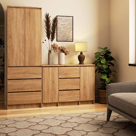 CHEST OF DRAWERS K100 2D 3SZ PK OAK SONOMA