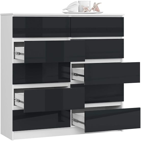 CHEST OF DRAWERS K120 10 DRAWERS CLP PK GRAPHITE GLOSS