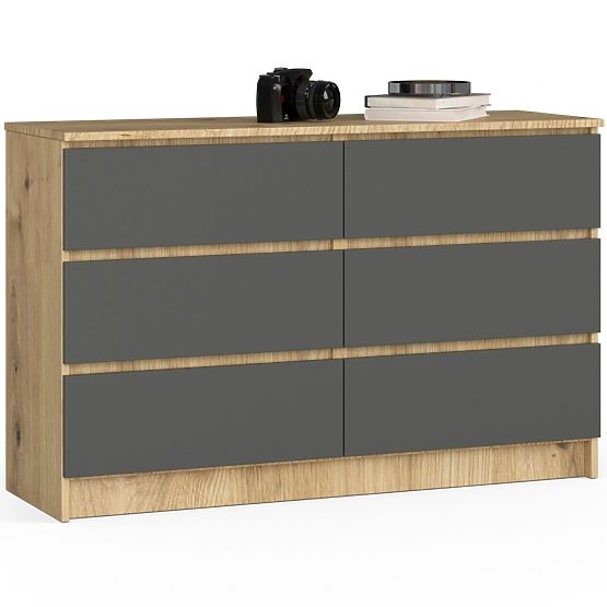 CHEST OF DRAWERS K120 6SZ CLP ARTISAN OAK / GRAY