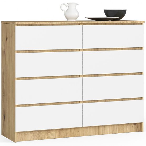CHEST OF DRAWERS K120 8 DRAWERS CLP PK ARTISAN OAK / WHITE