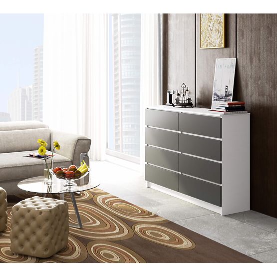 CHEST OF DRAWERS K140 8SZ CLP PK WHITE / GRAY