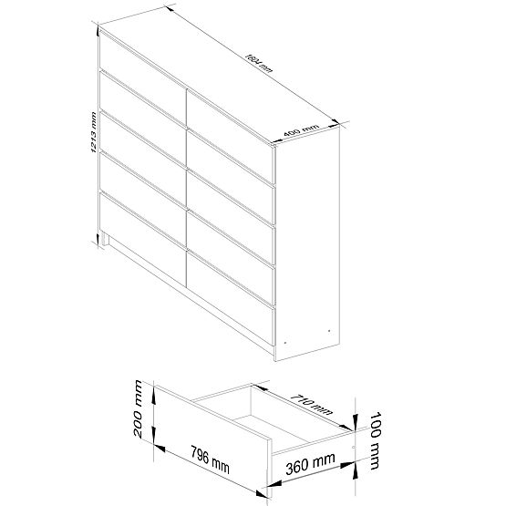 CHEST OF DRAWERS K160 10SZ CLP ALDER