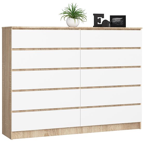 CHEST OF DRAWERS K160 10SZ CLP PK OAK SONOMA / WHITE