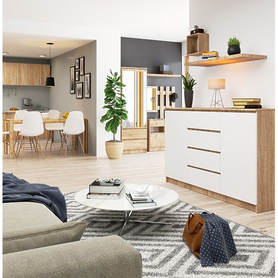 CHEST OF DRAWERS K160 2D 4SZ CLP PK OAK SONOMA / WHITE