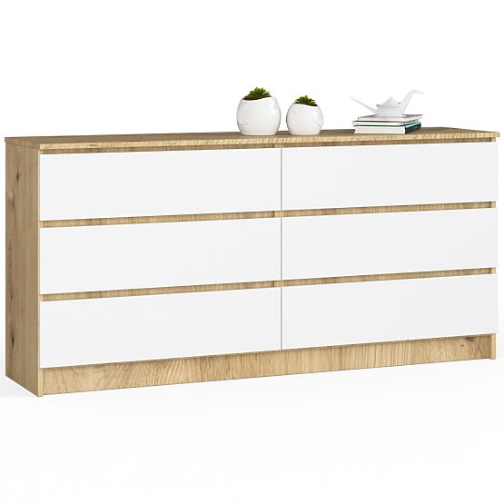 CHEST OF DRAWERS K160 6SZ CLP ARTISAN OAK / WHITE
