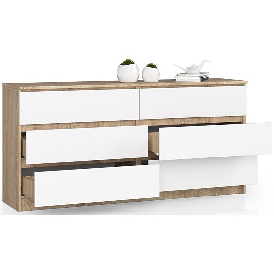 CHEST OF DRAWERS K160 6SZ CLP PK OAK SONOMA / WHITE