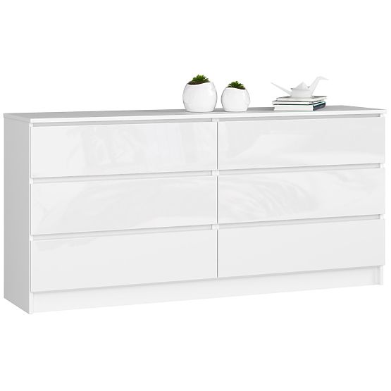 CHEST OF DRAWERS K160 6SZ CLP PK WHITE GLOSS