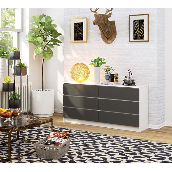 CHEST OF DRAWERS K160 6SZ CLP PK WHITE / GRAY