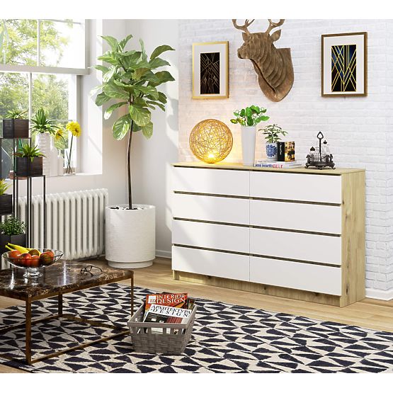 CHEST OF DRAWERS K160 8SZ CLP ARTISAN OAK / WHITE