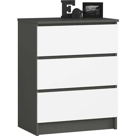 CHEST OF DRAWERS K60 3DR CLP GRAPHITE GRAY / WHITE