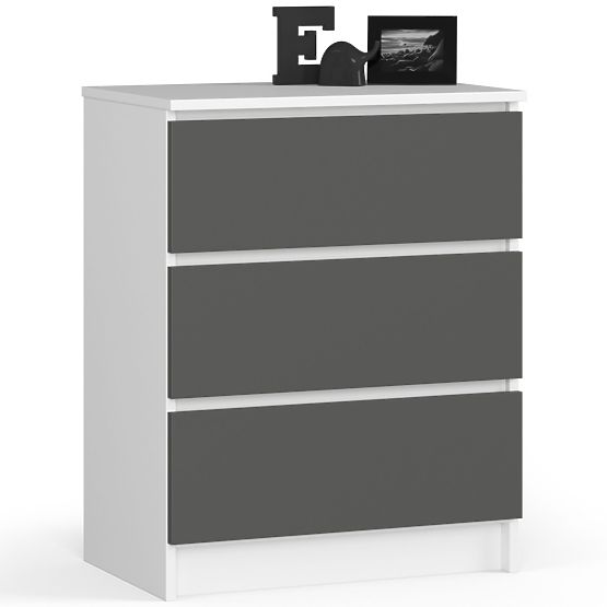 CHEST OF DRAWERS K60 3SZ CLP WHITE / GRAY