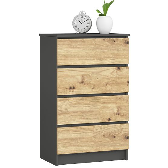 CHEST OF DRAWERS K60 4SZ CLP PK GRAPHITE GRAY / ARTISAN OAK