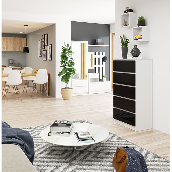 CHEST OF DRAWERS K60 5SZ CLP PK BLACK GLOSS