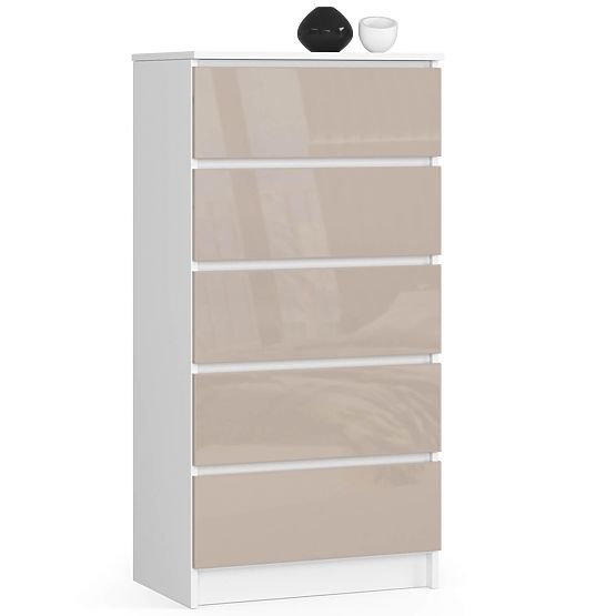 CHEST OF DRAWERS K60 5SZ CLP PK CAPPUCCINO GLOSS