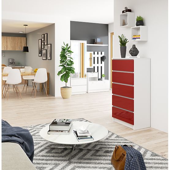 CHEST OF DRAWERS K60 5SZ CLP PK RED GLOSS