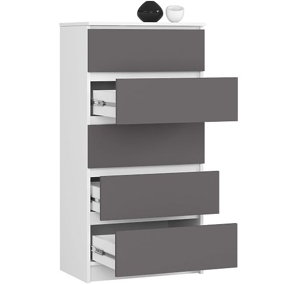 CHEST OF DRAWERS K60 5SZ CLP PK WHITE / GRAY