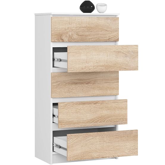 CHEST OF DRAWERS K60 5SZ CLP PK WHITE / SONOMA