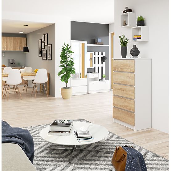 CHEST OF DRAWERS K60 5SZ CLP PK WHITE / SONOMA