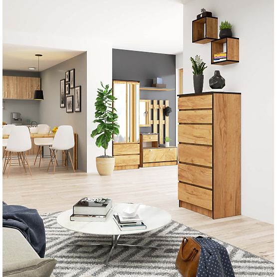 CHEST OF DRAWERS K60 6SZ CLP PK CRAFT OAK