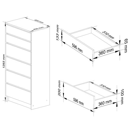 CHEST OF DRAWERS K60 6SZ CLP PK WHITE