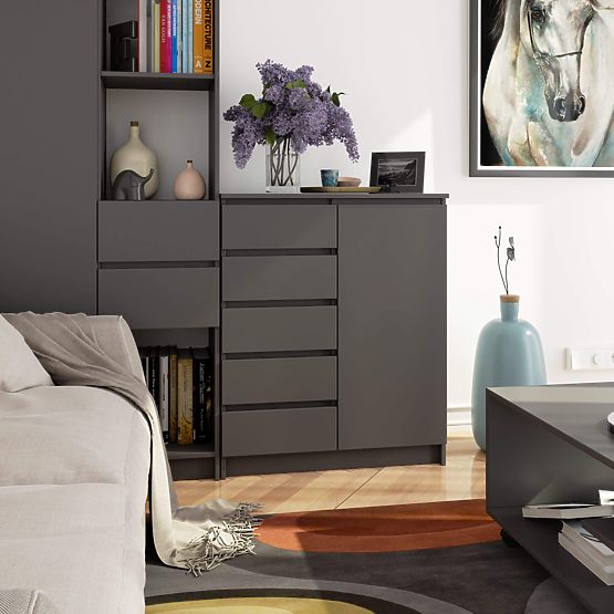 CHEST OF DRAWERS K80 1D 5SZ PK GRAPHITE GRAY