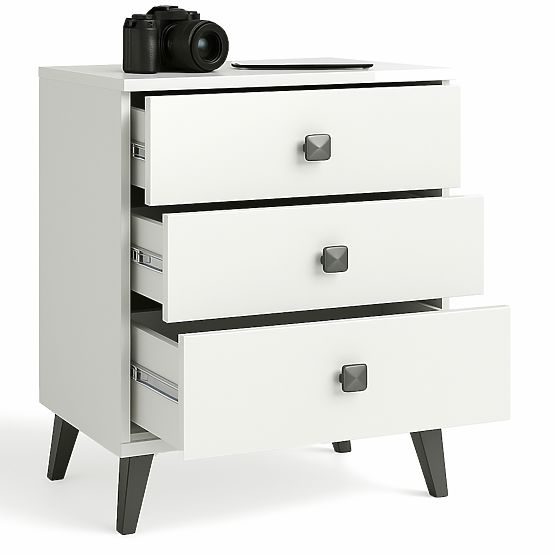 CHEST OF DRAWERS MOBI K-03 WHITE BLACK