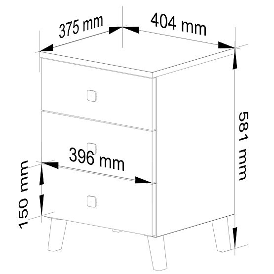 CHEST OF DRAWERS MOBI K-03 WHITE BLACK