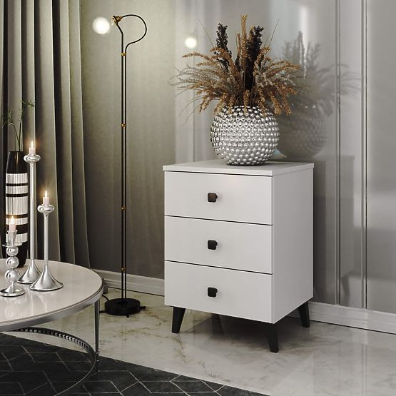 CHEST OF DRAWERS MOBI K-03 WHITE BLACK