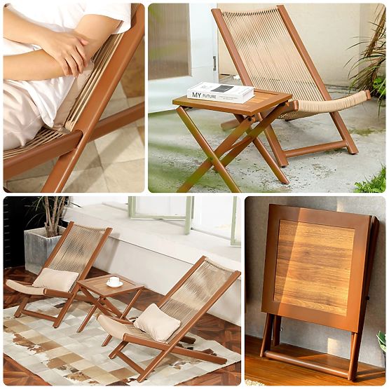 CHILL TOFFI Patio Furniture Set: Loungers and Table