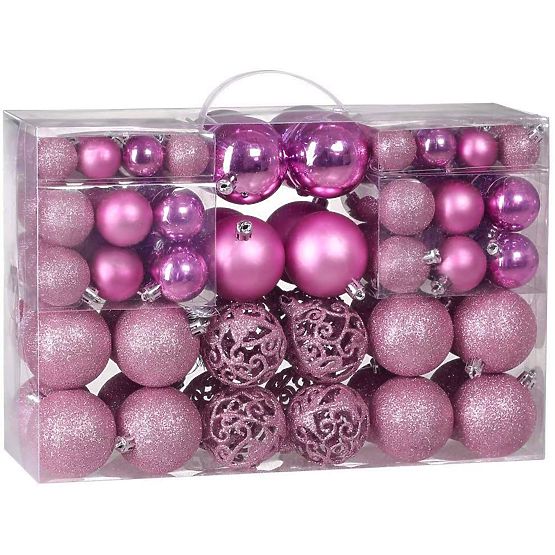 CHRISTMAS BALLS PINK 100PCS KL-21X03
