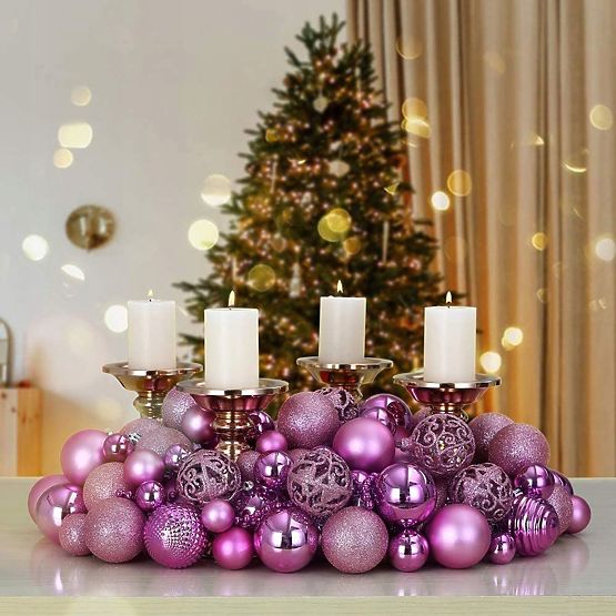CHRISTMAS BALLS PINK 100PCS KL-21X03