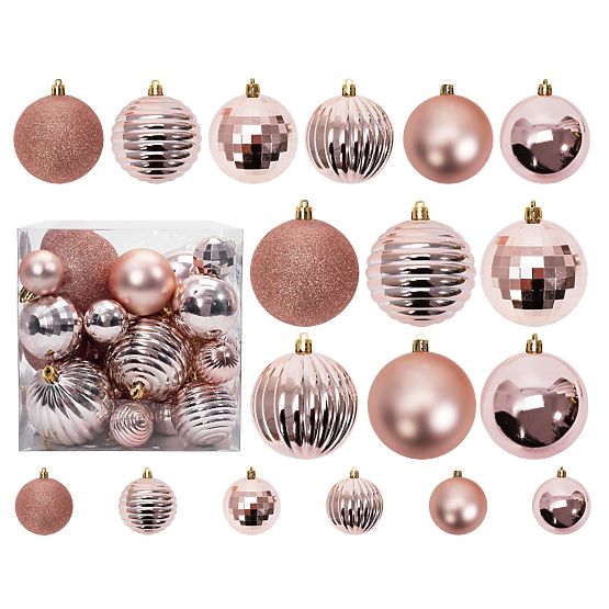 CHRISTMAS BALLS PINK-GOLD 36PCS 311433B