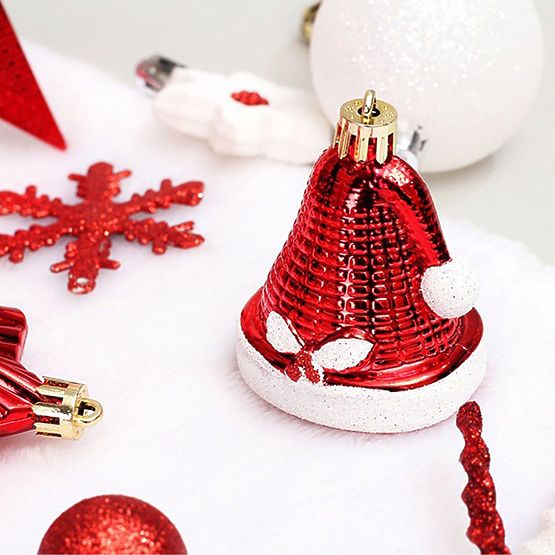 CHRISTMAS ORNAMENTS RED AND WHITE 78PCS SYSD1688-113