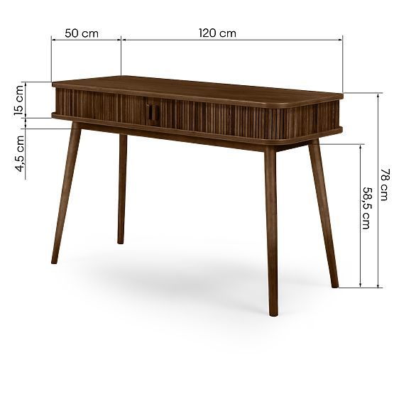 Clemente Desk with Slats, Walnut