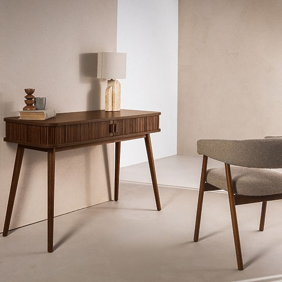 Clemente Desk with Slats, Walnut