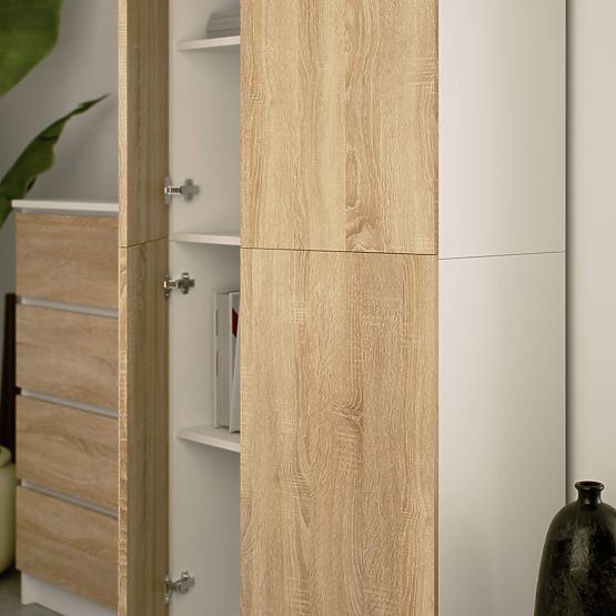 CLOSED BOOKCASE R80 2D 8P CLP WHITE / SONOMA