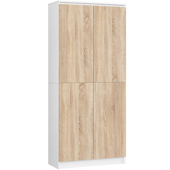 CLOSED BOOKCASE R80 2D 8P CLP WHITE / SONOMA